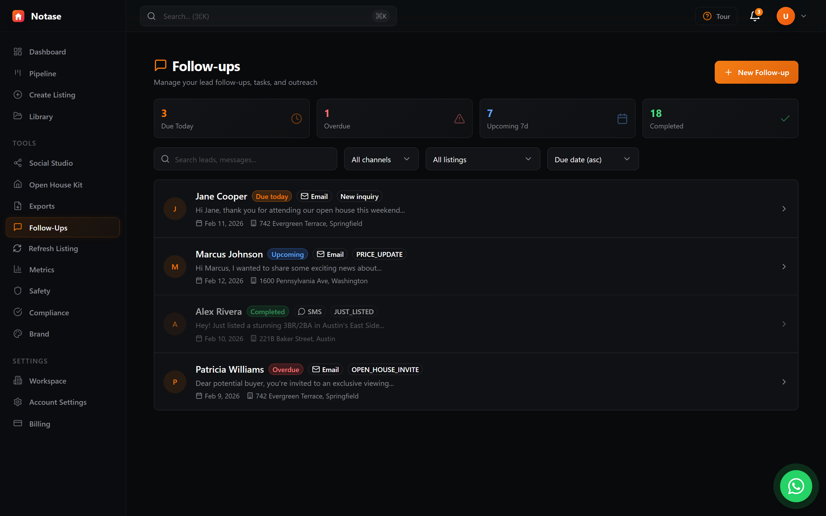 Follow-ups management with sequence tracking